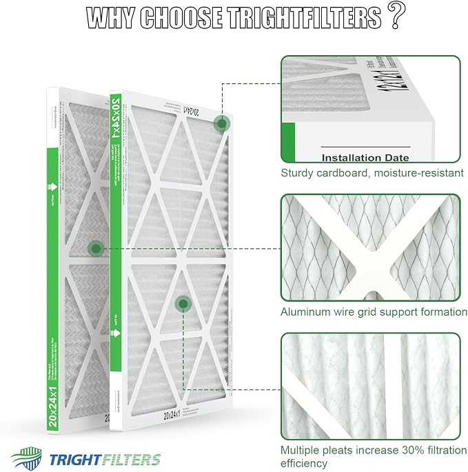 20x24x1 Air Filter 4 Pack, MERV 8 Pleated Dust Defense Air Filters Replacement - Image 4