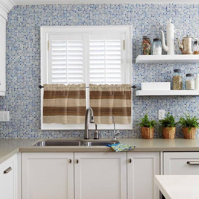 Retro Country Brown Wooden Board Window Valance Curtains, Farmhouse Gradient - Image 8