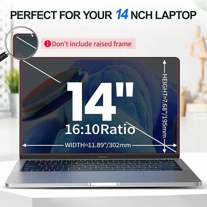 2Pack Magnetic 14 Inch Laptop Privacy Screen 16:10 Aspect Ratio, Removable - Image 6