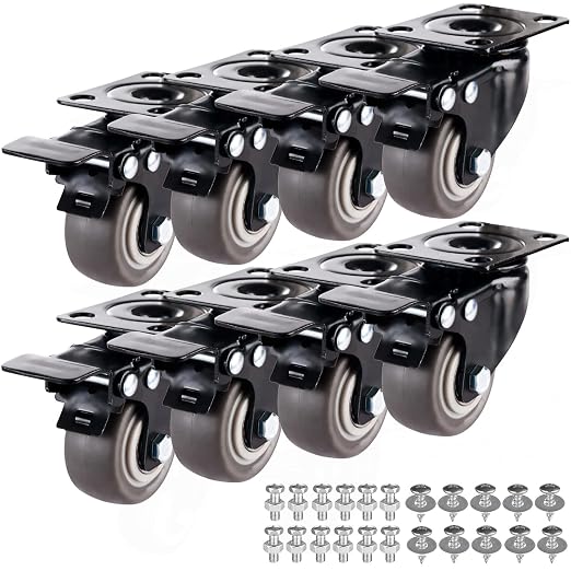 1.5" Casters Set of 8 Heavy-Duty Industrial Caster Wheels by GcFoir
