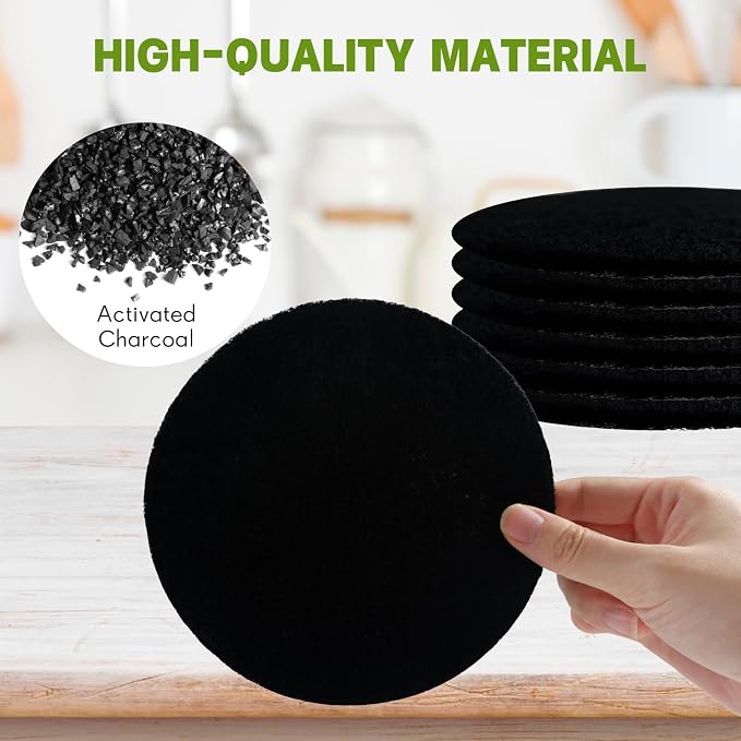6 Pack Charcoal Filters for Compost Bin Bucket, 5 Inch Round Activated Carbon - Image 3