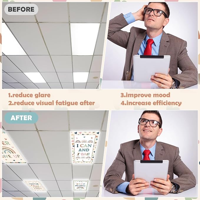 8Pcs Classroom Light Covers for Fluorescent Lights, Retro Magnetic 2x4 FT - Image 5