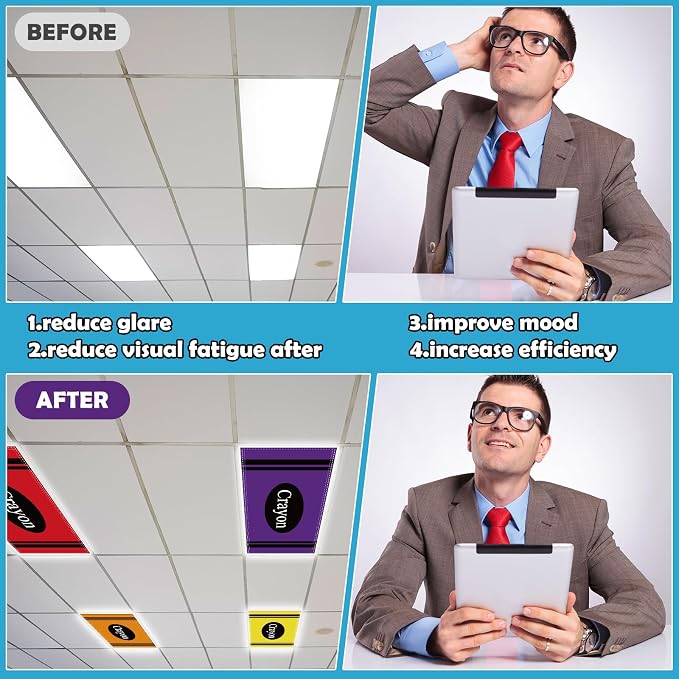 6Pcs Classroom Light Covers for Fluorescent Lights, Magnetic 2x4 FT Ceiling - Image 5