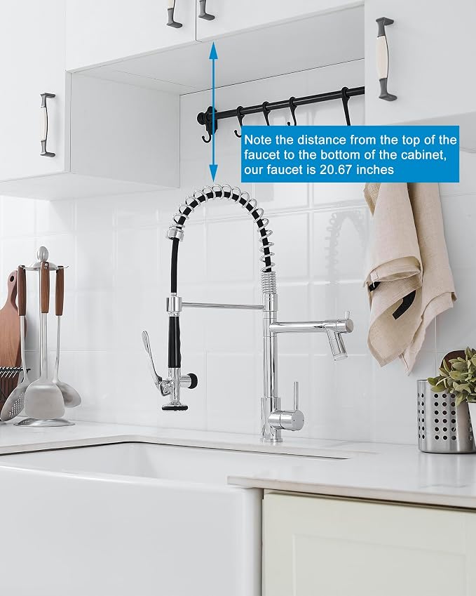 Fapully Kitchen Faucet with Pull Down Sprayer, Commercial Single Handle Kitchen - Image 7