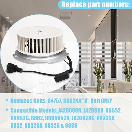 Upgraded 8832NA Blower Motor 84757 JA2B099N Bathroom Fan Motor Replace 8832NA A - Image 4
