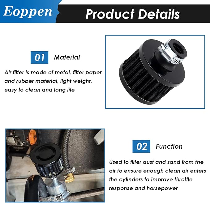 2Pcs 12mm Air Filter Mini Universal Vent Crankcase Cold Air Intake Breathe - Image 3