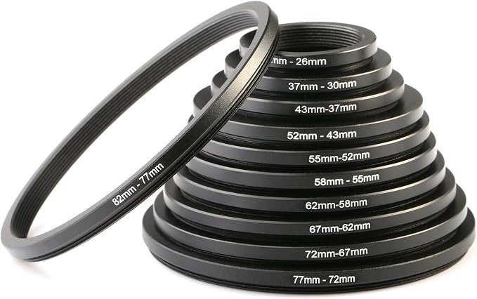 K&F CONCEPT 11 Pieces Metal Step Down Filter Adapter Rings Set, by KFCONCEPT