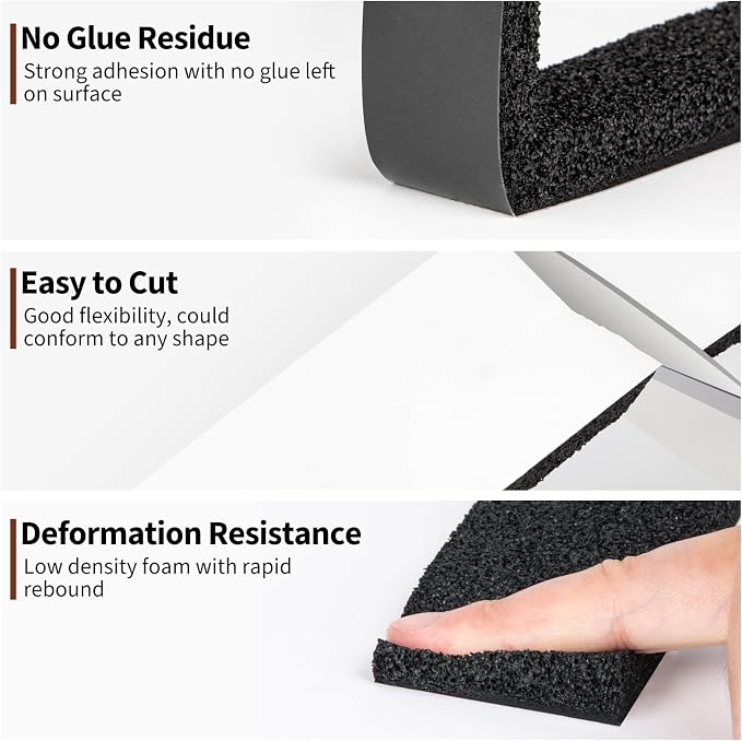 Yotache Open Cell Air Conditioning Weatherstrip Insulation Foam 2" x1/2" - Image 4