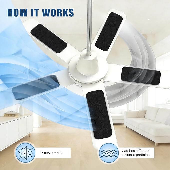 5 Pack Ceiling Fan Filters for Blades, Pet Fresh Fan Blade Air Purifier Pads - Image 4