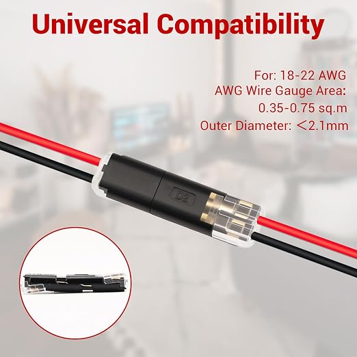 40 Pcs Low Voltage Double Wire Plug in Connector 2 Pin Quick Locking Buckle - Image 4