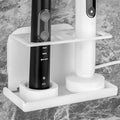 Electric Toothbrush Holder Wall Mounted, Electric Toothbrush Cord Organizer Holds 2 Chargers, Self Adhesive Electric Toothbrush Stand for Bathroom, Medicine Cabinet, Dorm(White)