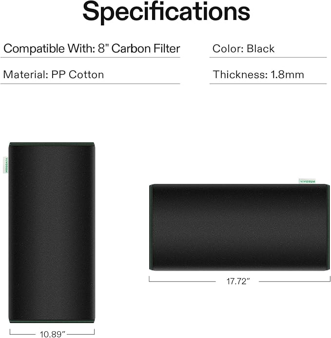 VIVOSUN 8 Inch Prefilter for 8" Carbon Filter, 17.72" Long - Image 2