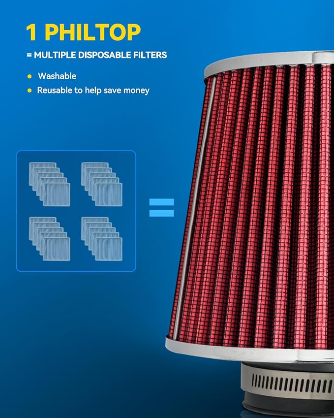 PHILTOP Universal Clamp-On Air Intake Filter, Replacement Air Filter: High Flow - Image 3