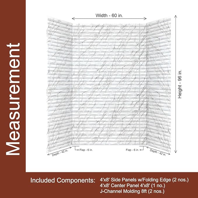 From Plain To Beautiful In Hours 133-640-VISTA-KIT Vista Tub and Shower Wall Panels Surround (Covers/ 96 sq. ft.), Marble, 1 Piece