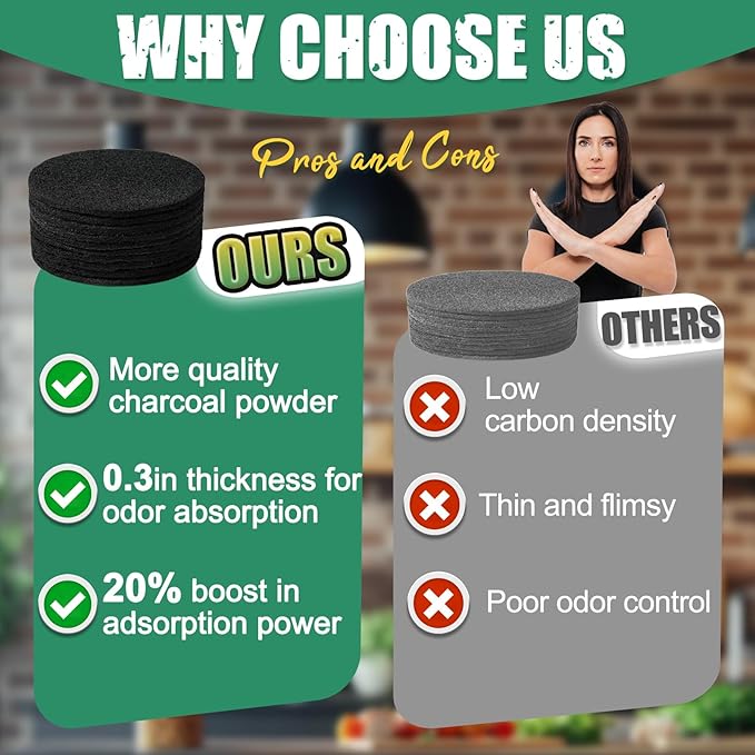 6.7 Inch Charcoal Filters for 10 Pack Kitchen Countertop Compost Bins - Image 6