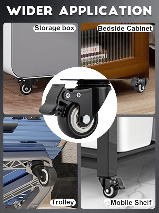 2 Inch Caster Wheels Set of 32 Heavy Duty Casters, - Image 4