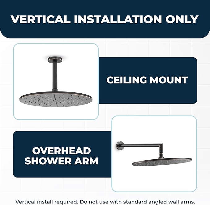 HammerHead Showers® Solid Metal 12 Inch Rainfall Shower Head, Large Rain Shower Head, 2.5 GPM High Flow Shower Head Optimized for Pressure, Wall-Mounted or Ceiling Rain Shower Head, Oil Rubbed Bronze