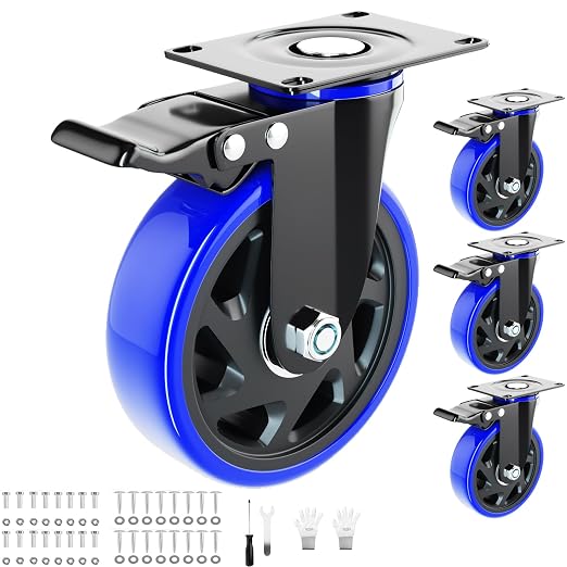 6 Inch Swivel Caster Wheels, Casters Set of 4 Heavy Duty by WOZESEIK