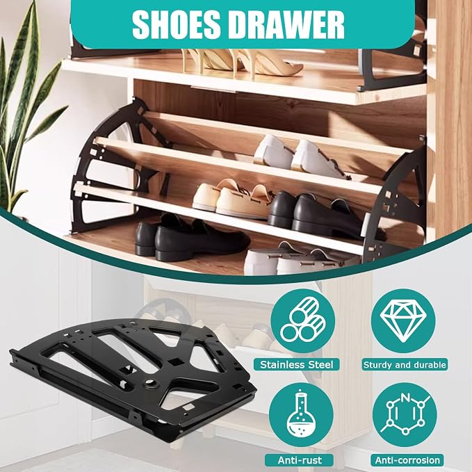Litoexpe 3 Layers Black Shoes Drawer Cabinet Hinges, Stainless Steel Shoe - Image 3