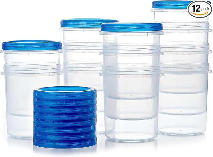Food Storage Containers with Twist Top Lids, Ultra Thick Airtight Plastic by Atecare