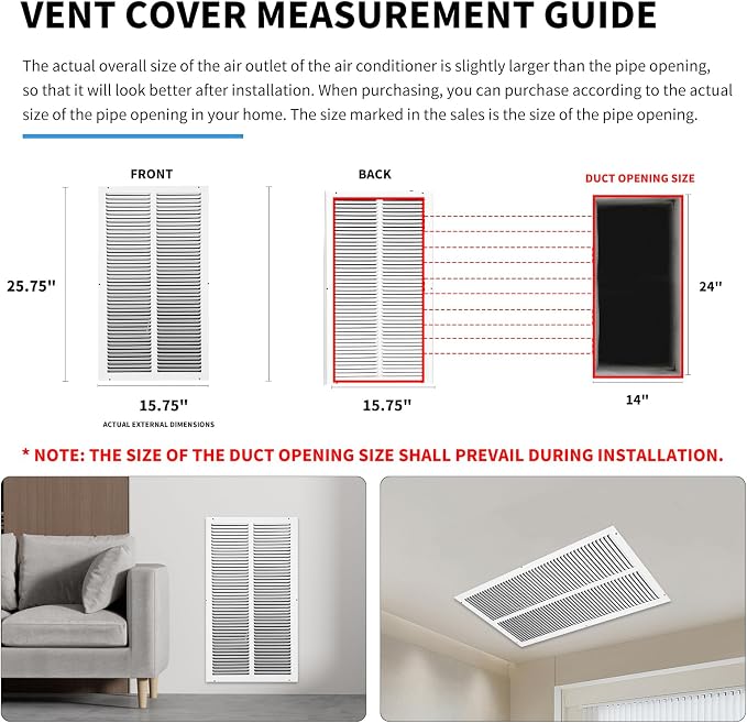 14x24 Return Air Grille, Air Return Vent Cover, Flat Vent Cover, Rejillas De - Image 4