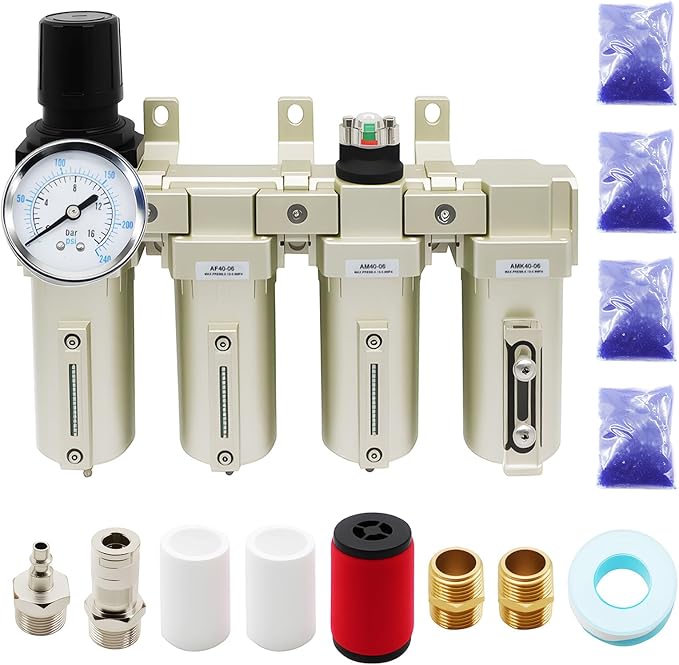 3/4" NPT Industrial Grade 4 Stage Gas Drying System, Coalescing Filter by Jecoupoon