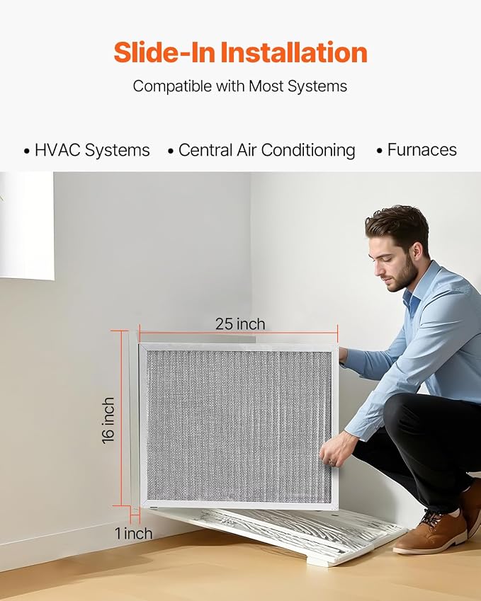 VEVOR 16x25x1 inch Electrostatic Air Filter, AC/HVAC Furnace Filter Washable & - Image 4