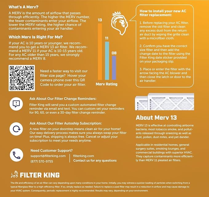 Filter King Air Filters 7.75x25.75x1 | 12 Pack | MERV 13 | HVAC Pleated AC - Image 3