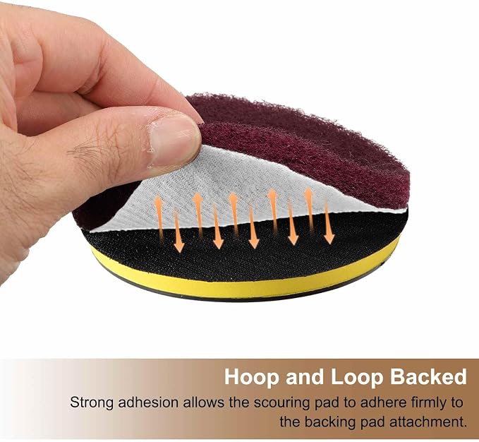 HARFINGTON 24pcs Scrubber Scouring Pads 180 Grits 4 Inch Drill Power Brush Hoop - Image 5
