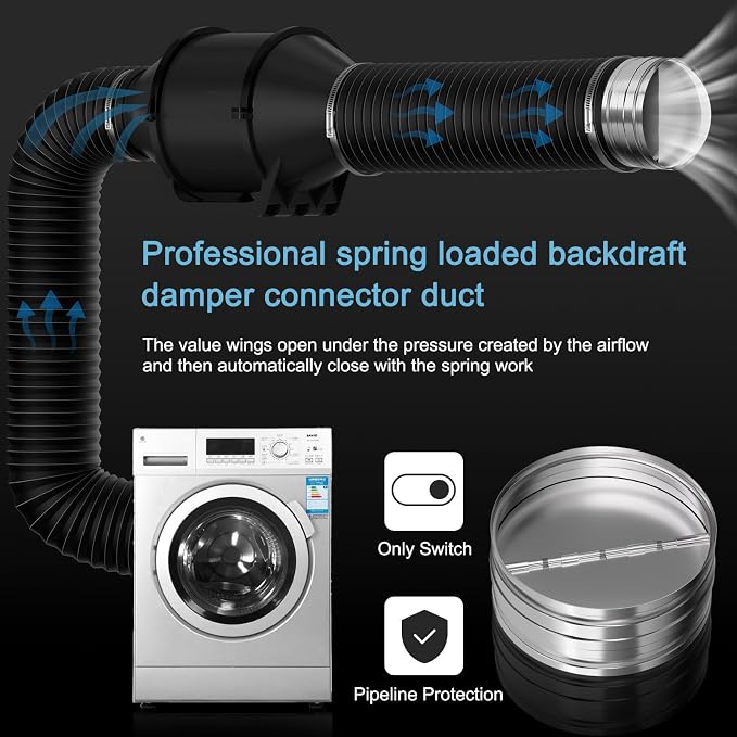 Hon&Guan 10 Inch Duct Backdraft Damper, One-Way Airflow Ducting Insert Backflow - Image 4