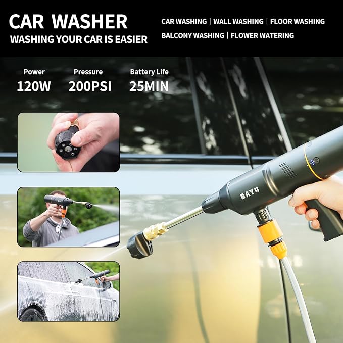 BAYU 3 in 1 Car Smart Kit, 8000PA Car Vacuum Cleaner, 200PSI Cordless Pressure - Image 6