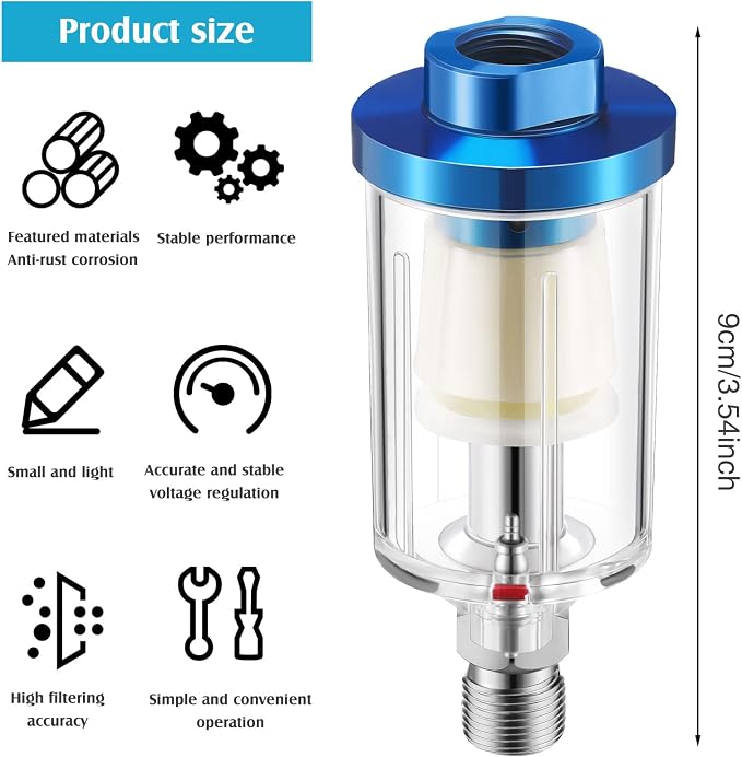 Pack of 6 Small Water Oil Separator Filter 1/4 Inch NPT Inlet and Outlet Air - Image 2