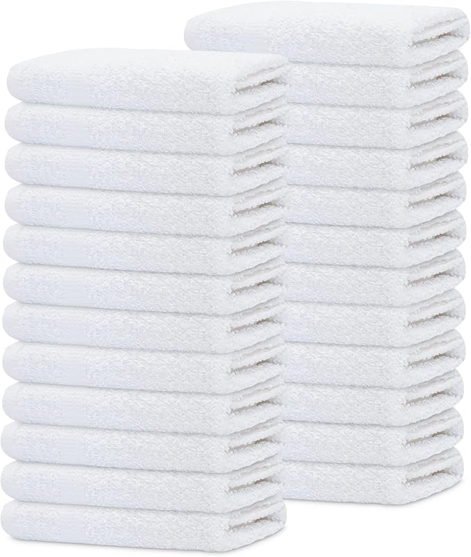 GOLD TEXTILES 480 Pack Economy White Washcloths Set (12x12 inches) - Cotton Blend Commercial Grade Cleaning Rags, Quick Drying & Soft Face Cloths, Fingertip Towels for Bathroom, Spa, Gym, and Kitchen