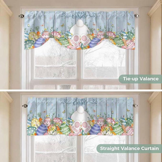 Spring Easter Tie Up Valance Curtains - Image 5
