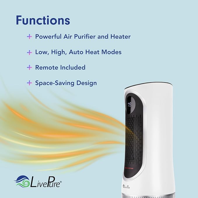 LivePure 3-in-1 LP500 Clean Heat Air Purifier & Electric Heater – Oscillating - Image 4