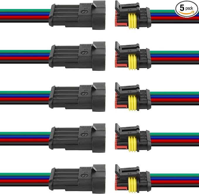 5Pcs 4 Pin Connector, 16AWG Car Waterproof Electrical Connector, Quick by BFXM