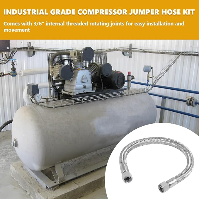 20 Inch 1/2 Inch Industrial Grade Compressor Jumper hose Kit, Air Hose - Image 4