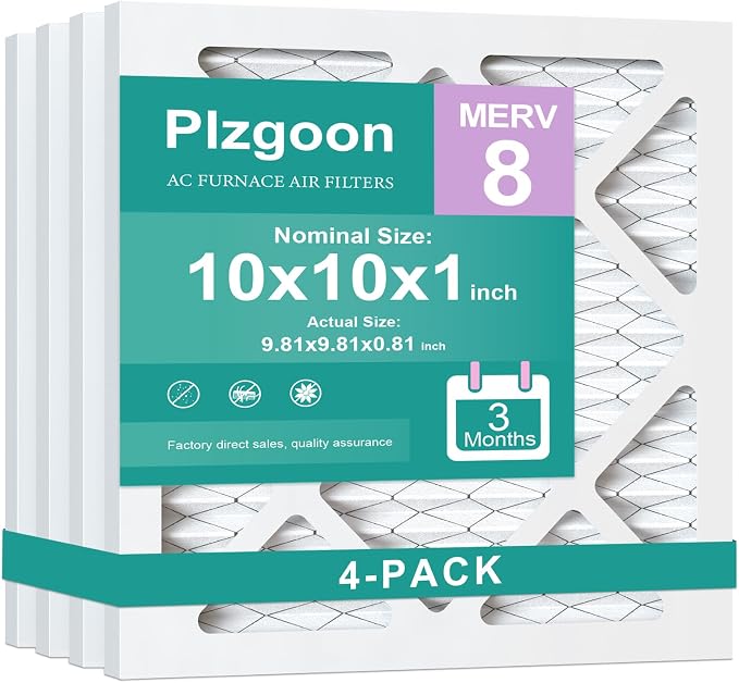 Air Filters 10x10x1 MERV 8 MPR 600 4 Pack Pleated Home HVAC AC Furnace Filters by Unknown