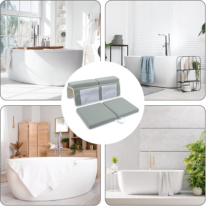 Upgrade Bath Kneeler and Elbow Rest Pad Set - Bath Support for Knees and Elbows - Bath Kneeler Pad with Memory Foam and Bath Organizer - Ideal Bath Kneeling Pad for Bathing