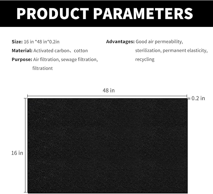 Cut-to-Fit Activated Carbon Filter Sheet Charcoal Air Vent Filters Pad Black - Image 2