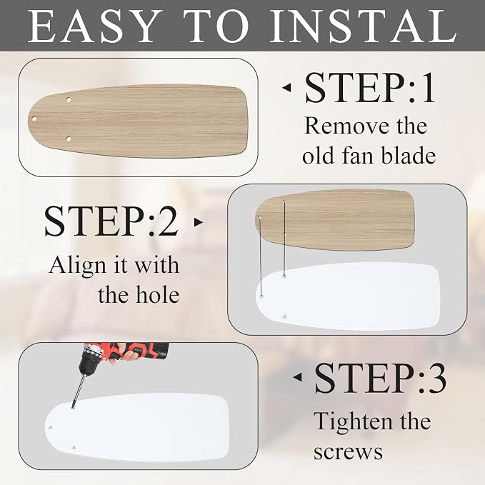 5 Pack Replacement Fan Blades for 42"/52" Ceiling Fan Waterproof Blades - Image 3