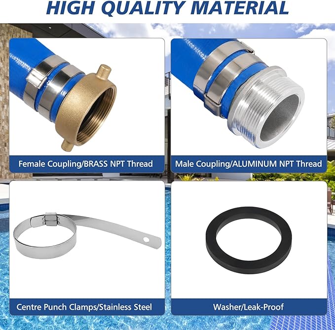 2" x 100 ft Backwash Hose for Swimming Pools, Heavy Duty PVC Lay Flat Water - Image 2