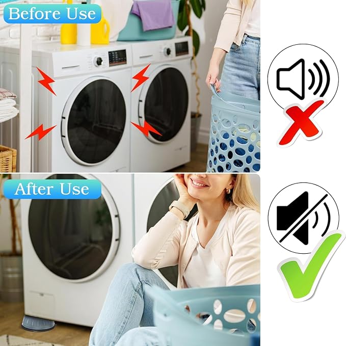 4 Pack Anti-Vibration Pads for Washing Machine and Dryer - Image 7