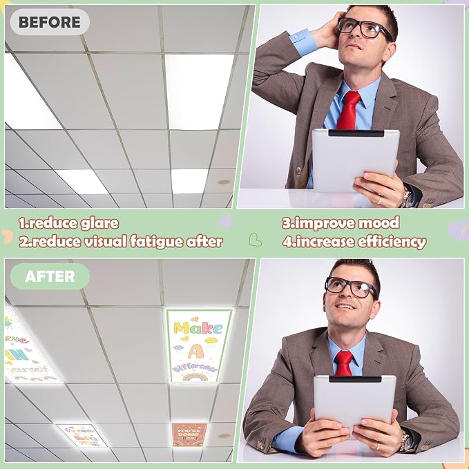 6Pcs Fluorescent Light Covers for Classroom Ceiling Lights, 4 x 2 Feet - Image 5