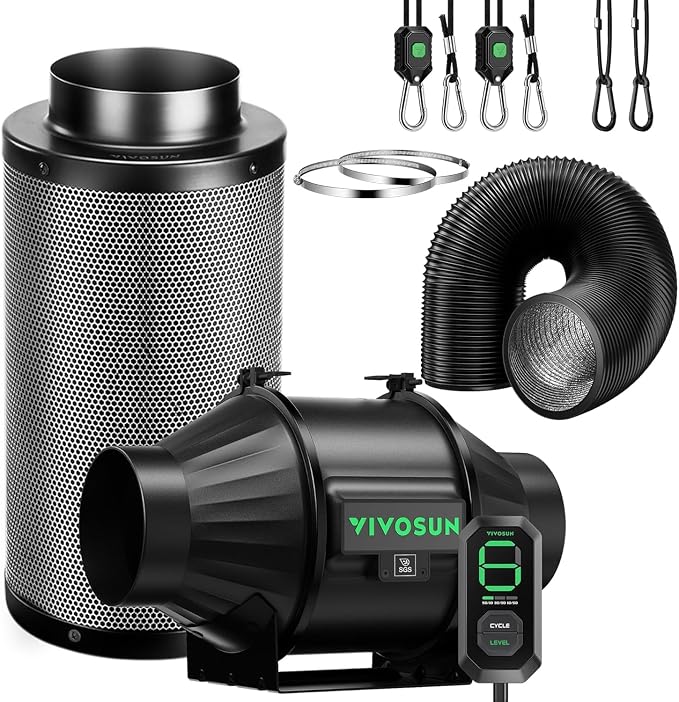 VIVOSUN Smart Air Filtration T4 Kit 4", AeroZesh T4 Inline Duct Fan by VIVOSUN