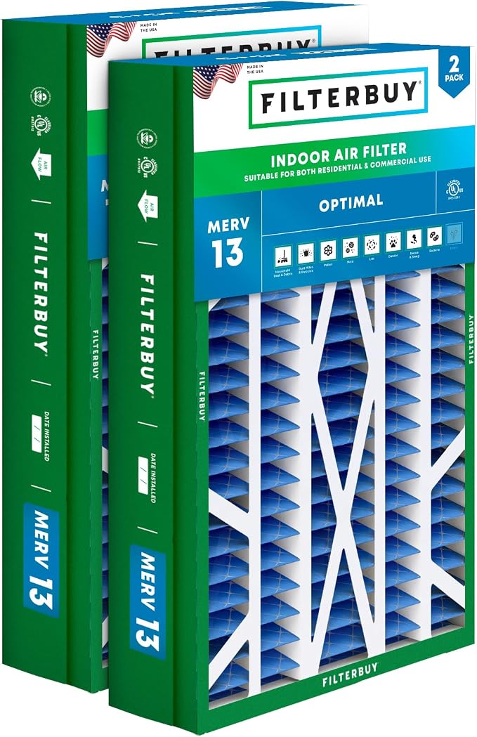 Filterbuy 14.5x27x5 Air Filter MERV 13 Optimal Smoke & Allergy Defense by Filterbuy
