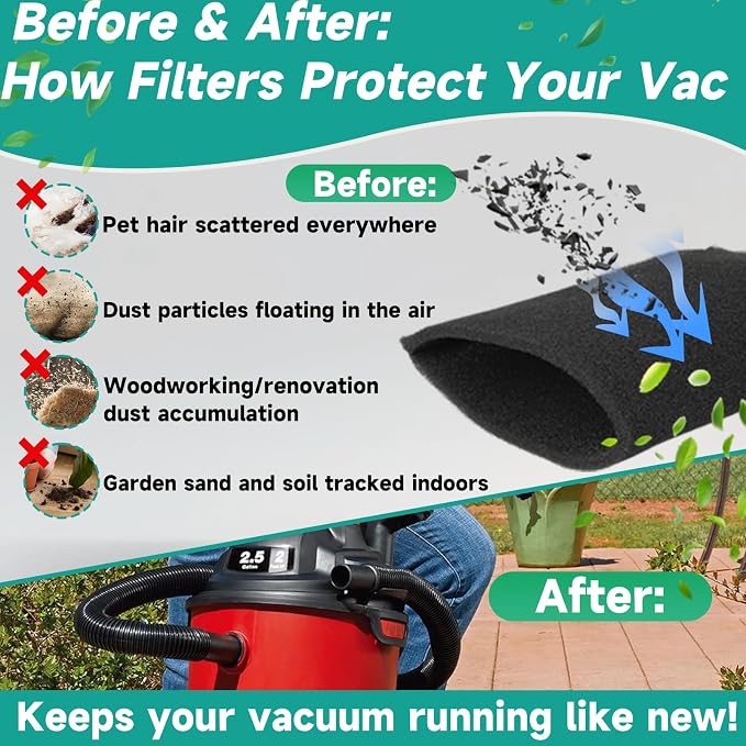 5 Pack VFF21 Foam Filters Fit for Vacmaster 2.5-5 Gallon Wet/Dry Vacs & Armor - Image 7