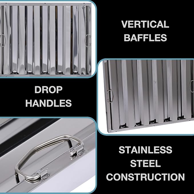 25" x 20" Stainless Steel Commercial Hood Filter – Dishwasher Safe, Welded - Image 4
