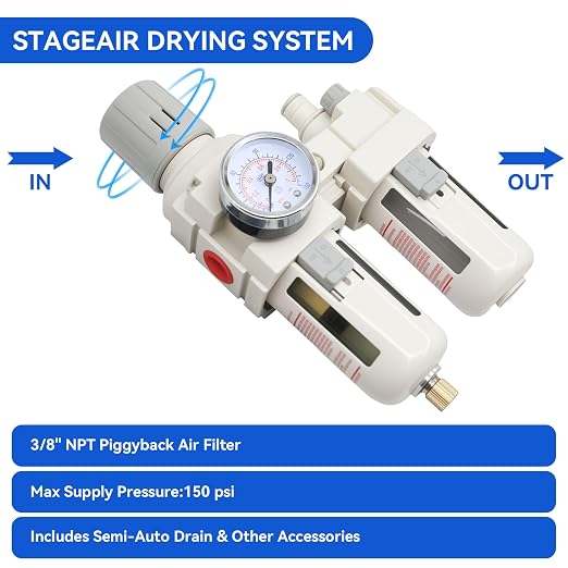 3/8"-Air-Dryer-for-Compressor, Air-Compressed-Filter-Regulator Lubricator Combo - Image 4