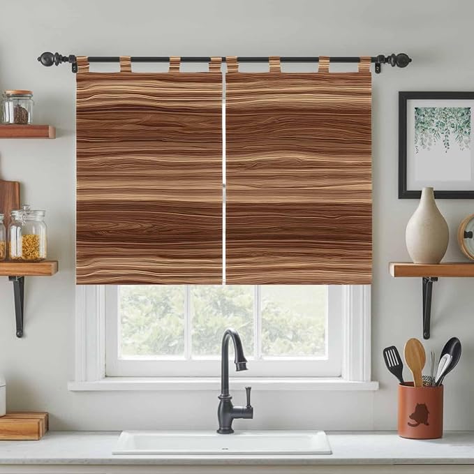 Brown Western Bedroom Curtains 63 Inch Length, Window Curtains Tab Top - Image 3